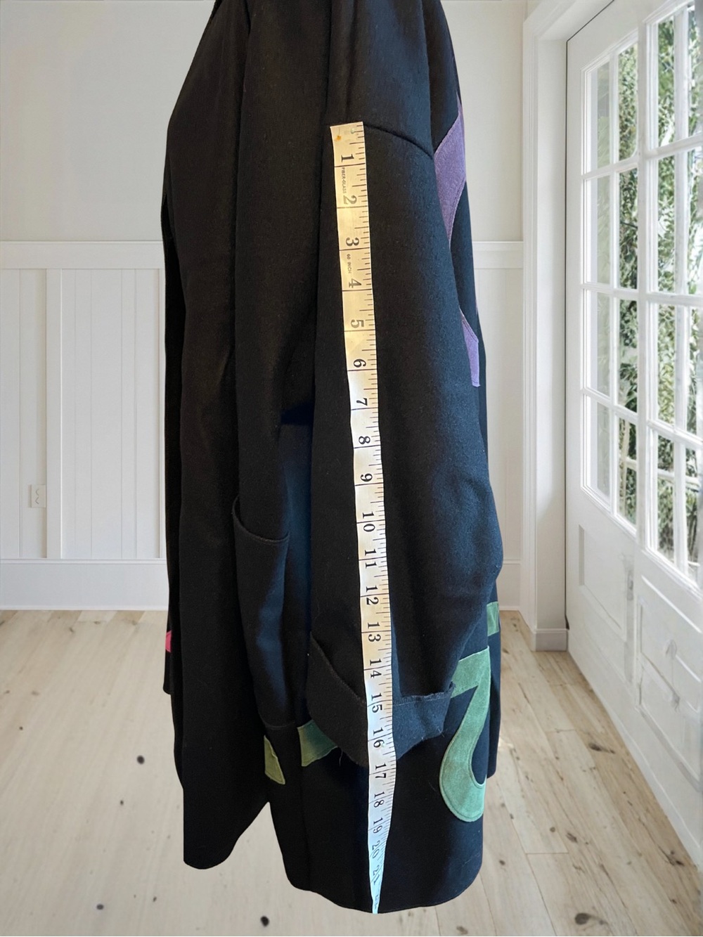 Vintage OSGOOD SMÜK Women’s Wool Swing Coat 80s Wearable Art Suede Jacket OSFM - Picture 13 of 16
